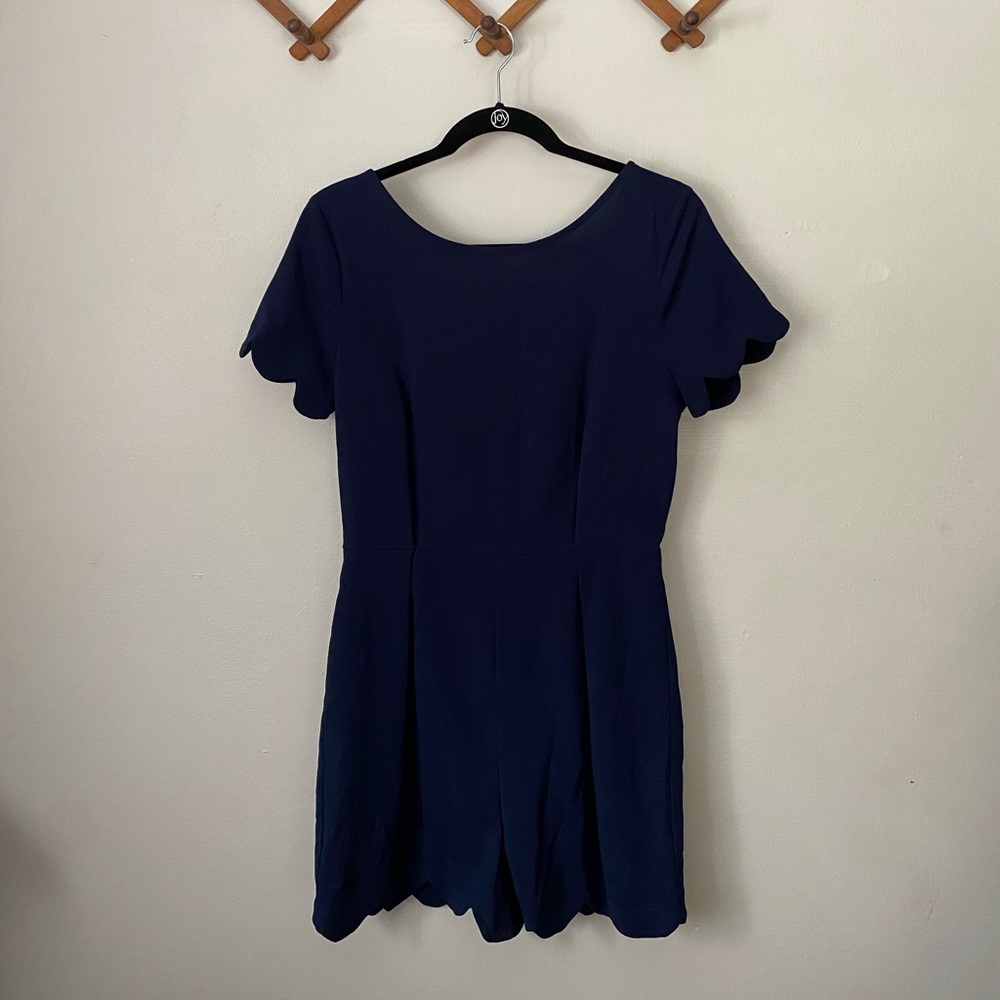 Monteau Navy Blue Scalloped Romper L